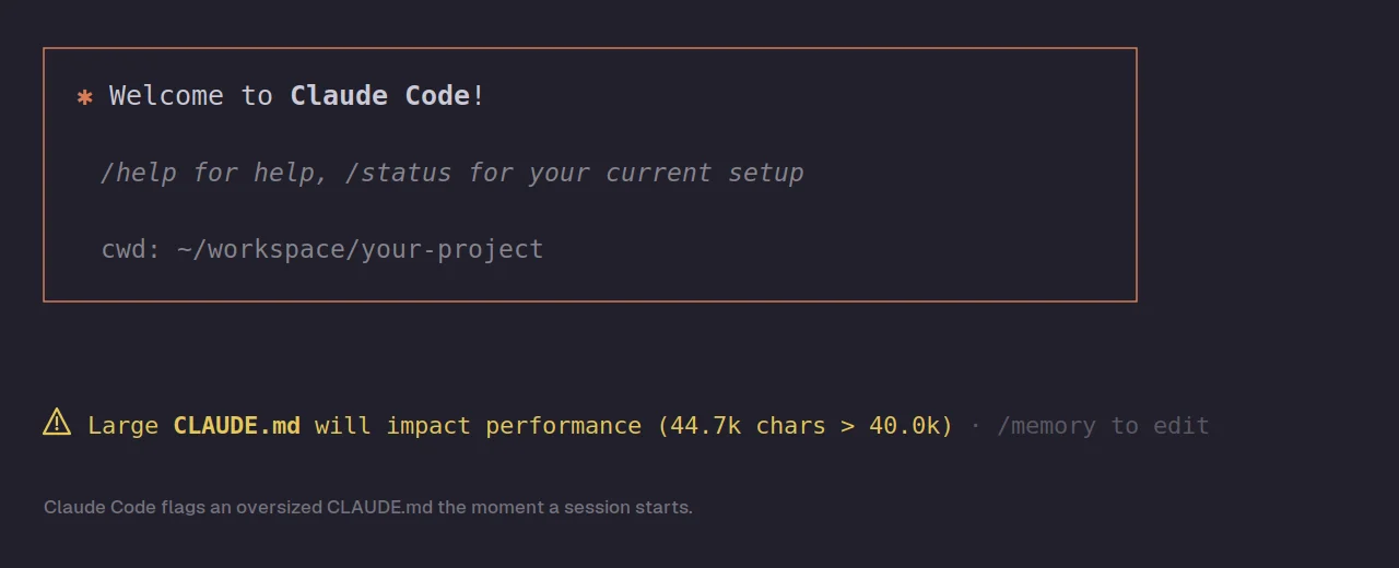 What to Do When You Get the "Large CLAUDE.md Will Impact Performance" Warning